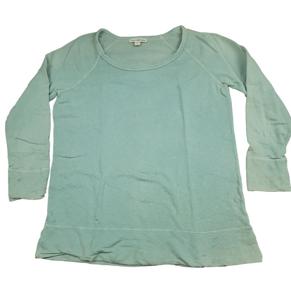 James Perse‎ Womens 1 US S Shirt French Terry Oversized Sweatshirt Boxy Green